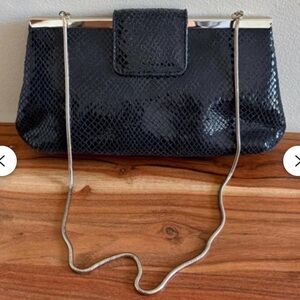 Elegant Black Vintage BR Snakeskin Clutch NWT